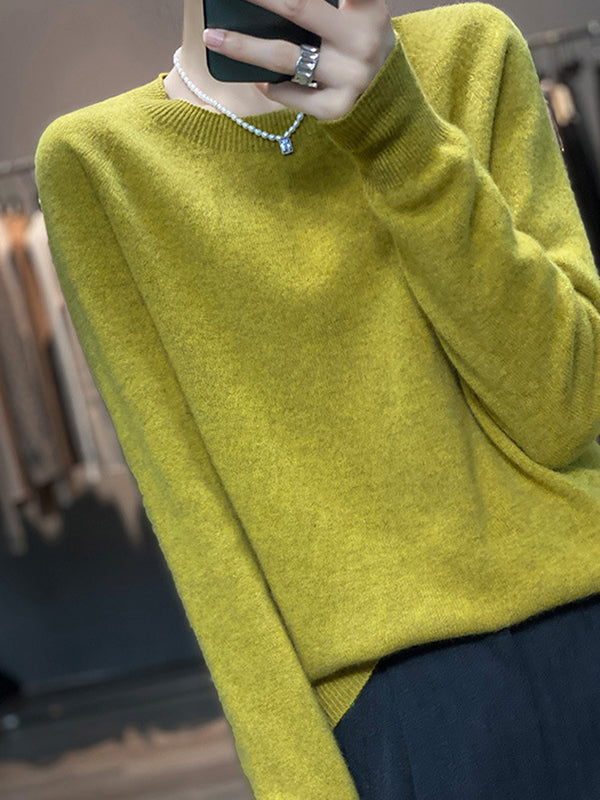 Casual Blue Round-Neck Long Sleeve Sweater AN1059 Genistyle Shop