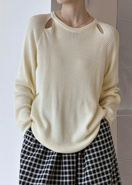 Beige Tie Waist Knit Sweaters O Neck Long Sleeve AF1095 HS-NTP240914