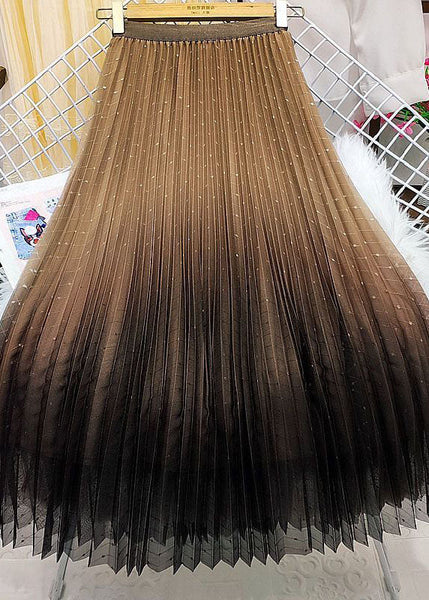 Women Blue Elastic Waist Sequins Gradient Color Tulle Pleated Skirt Spring AJ1003 shopify