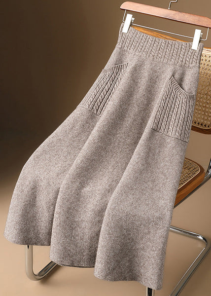 Organic Light Camel Pockets Woolen Knit Skirt Winter RV032 ABC