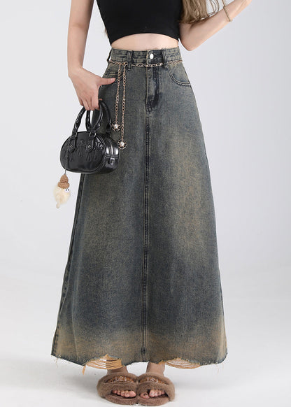 Vintage Blue Pockets High Waist Denim Skirt Summer EE016 shopify