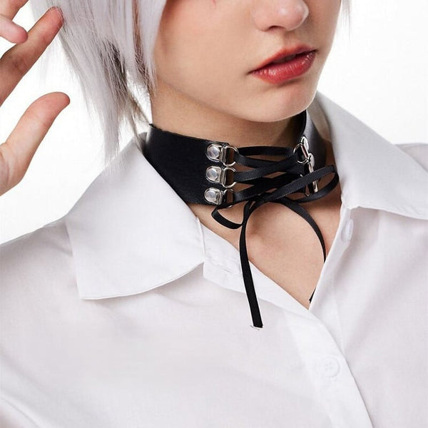 Design Black Choker Lace-up Punk FashionChic