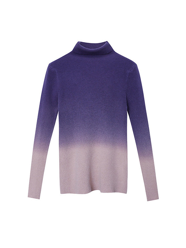 Art Purple High-Neck Gradient Long Sleeve Sweater QX018 shopify