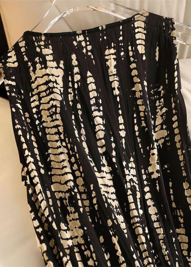 Elegant Black V Neck Wrinkled Cotton Long Dress Sleeveless QP058 OL-SDL241001