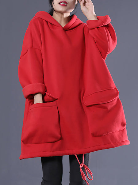 Plus Size Spring Casual Solid Color Flocking Sweatshirt Hoodie AV1001 Genistyle Shop