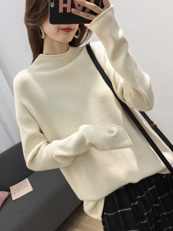 Casual Purple Half Turtleneck Long Sleeve Sweater AN1049 Genistyle Shop