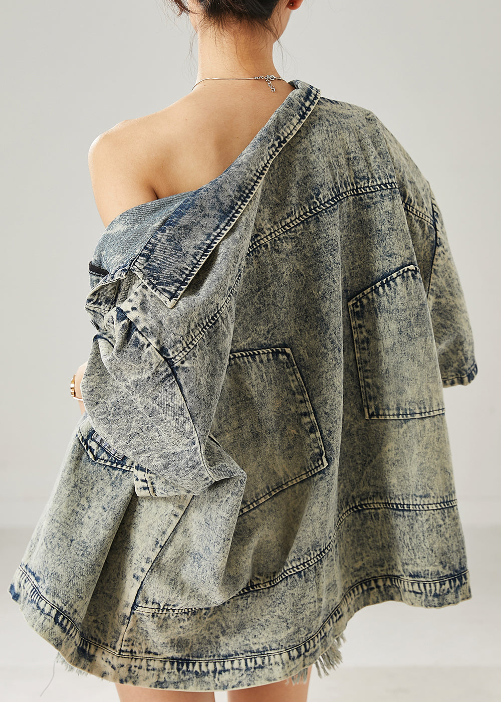 Modern Grey Oversized Pockets Denim Jacket Summer AZ1048 shopify