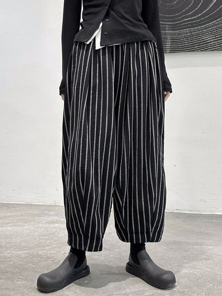 Split-Joint Cool Pattern High-Waisted Striped Pants Harem FashionChic