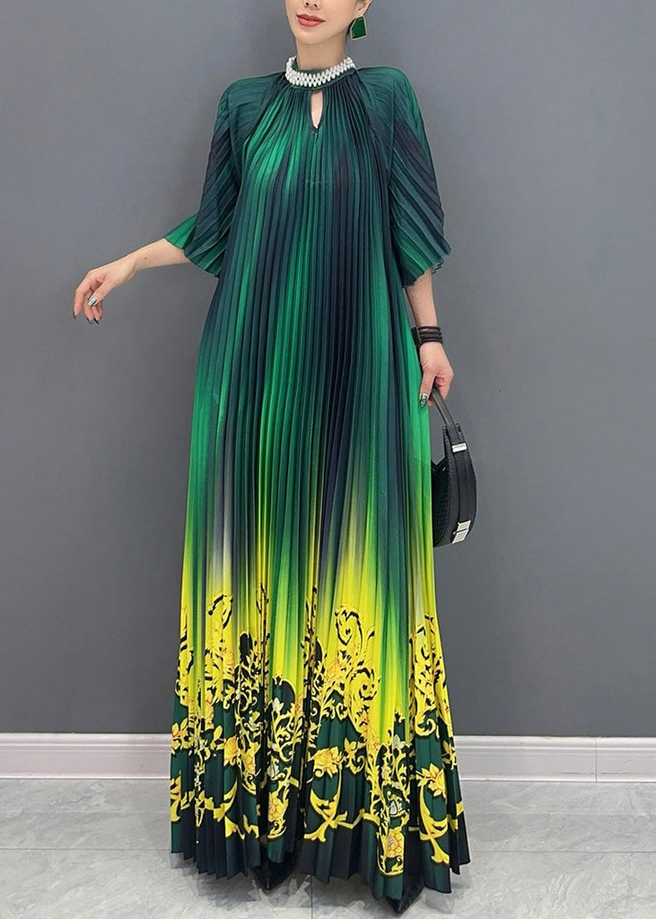 Fashion Gradient Color Green Print Long Dresses Summer AO1036 JDML-SDL240909