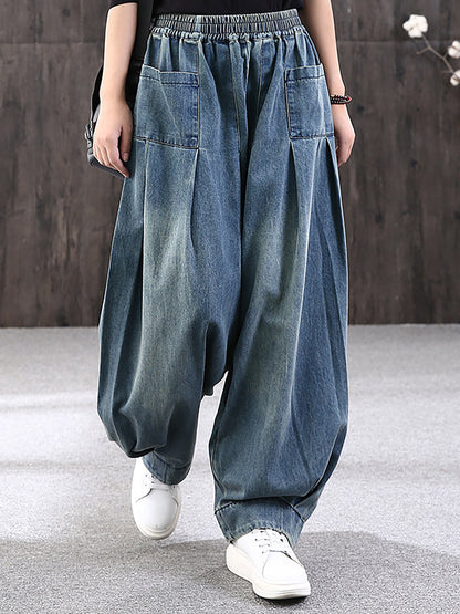 Plus Size - Simple Pure Color Loose Denim Jeans SC1062 Ada Fashion