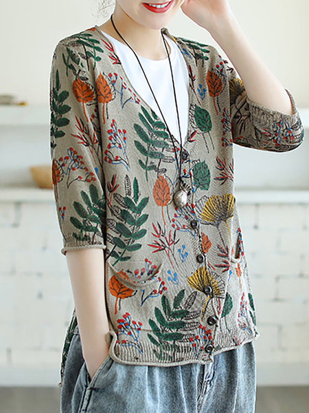 Plus Size Printed Half Sleeve Women Knitted Shirt WE1032 Ada Fashion