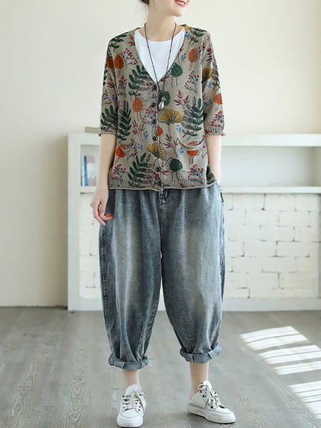 Plus Size Printed Half Sleeve Women Knitted Shirt FG1012 Ada Fashion