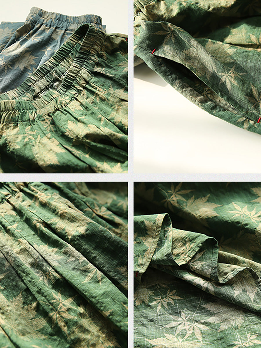 Plus Size Floral Vintage Elastic Waist Summer Loose Skirt RR1030 GKFS