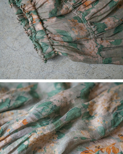 Women Floral Ramie Casual Summer Skirt HH031 MH