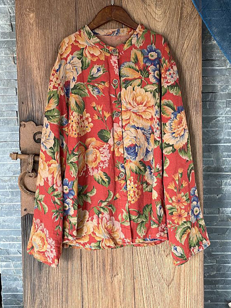 Plus Size Vintage Print Cardigans Women T-Shirt AV1002 Genistyle Shop