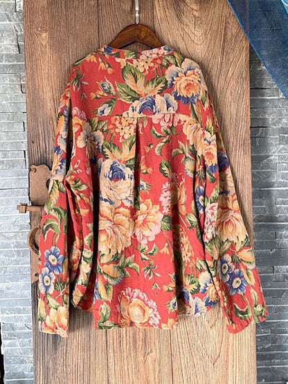 Plus Size Vintage Print Cardigans Women T-Shirt AV1002 Genistyle Shop