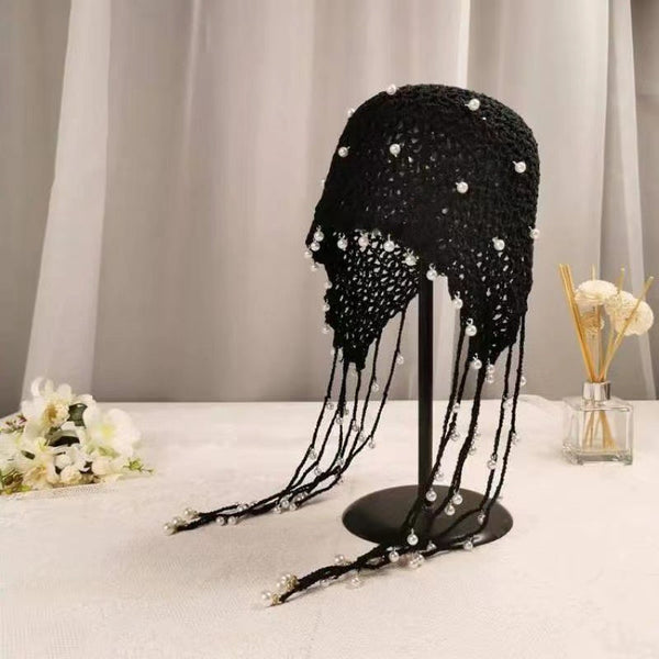 Tassel Pearl Cotton Handmade Knitted Hat OP1021 bestseller