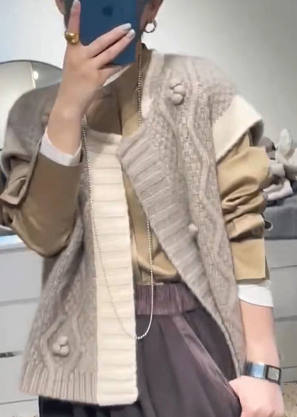 2024 New Apricot Grey Versatile Wool Vest Autumn WE019 HS-VTP241028