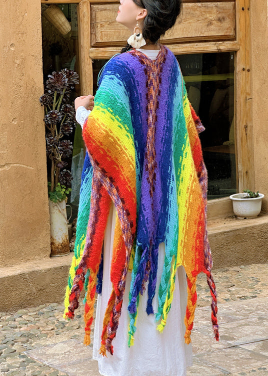 2024 New Bohemian Rainbow Tassel Cozy Warm Shawl WO037 HS-SCF241109