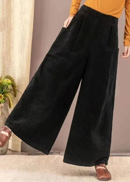 2024 New Brown Pockets Corduroy Warm Fleece Wide Leg Pants Winter RU007 ABC