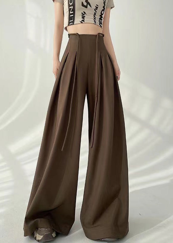 2024 New Coffee High Waist Wrinkled Wide Leg Pants Fall RU038 ABC