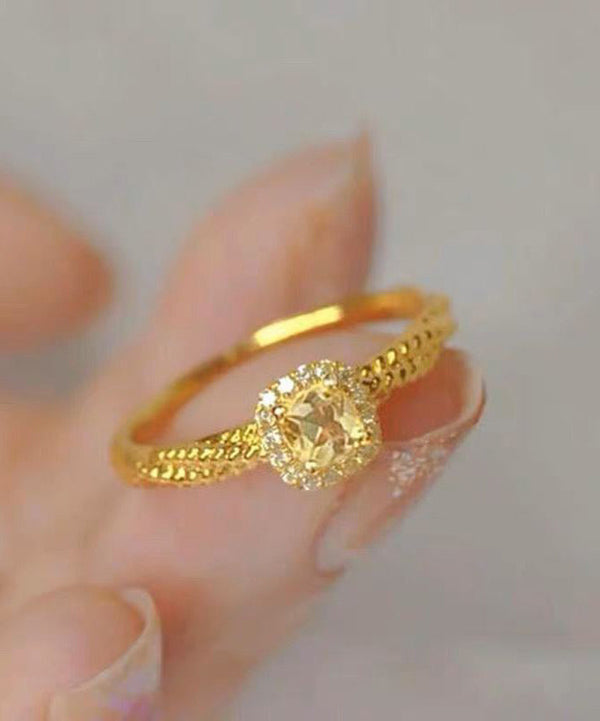 2024 New Gold Overgild Zircon Crystal Rings WF002 JEW-RIN241111