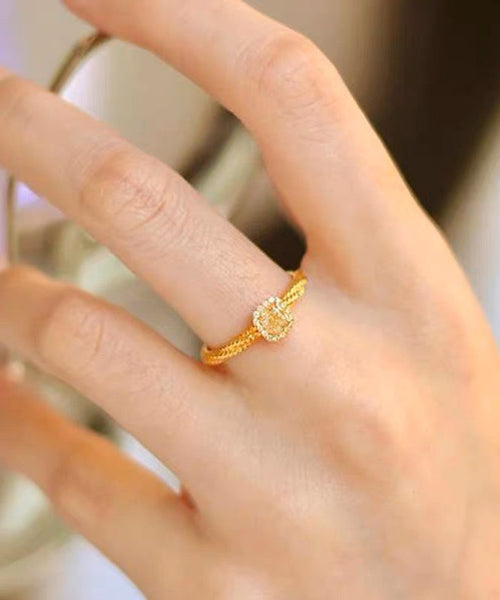 2024 New Gold Overgild Zircon Crystal Rings WF002 JEW-RIN241111