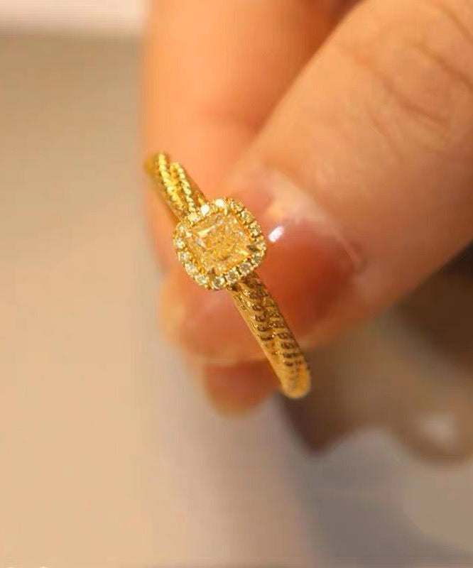 2024 New Gold Overgild Zircon Crystal Rings WF002 JEW-RIN241111