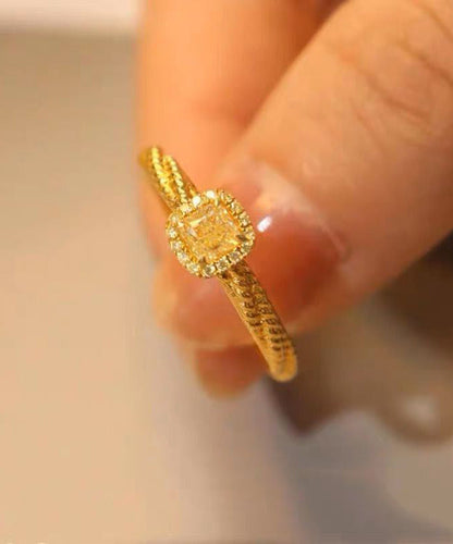 2024 New Gold Overgild Zircon Crystal Rings WF002 JEW-RIN241111