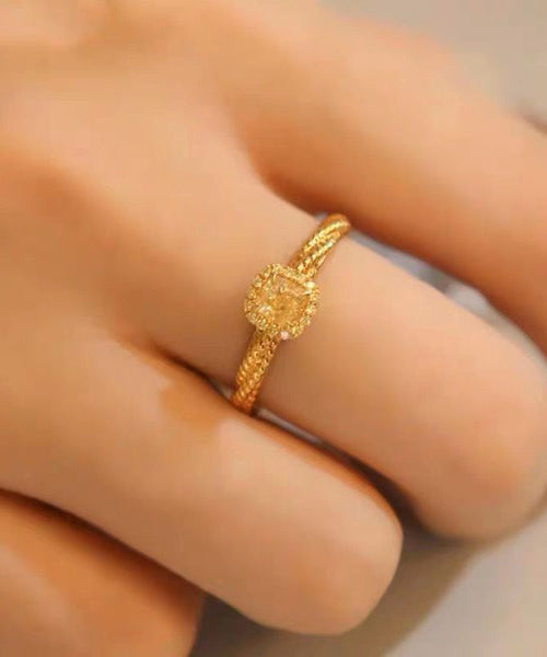 2024 New Gold Overgild Zircon Crystal Rings WF002 JEW-RIN241111