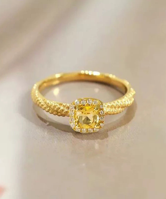 2024 New Gold Overgild Zircon Crystal Rings WF002 JEW-RIN241111
