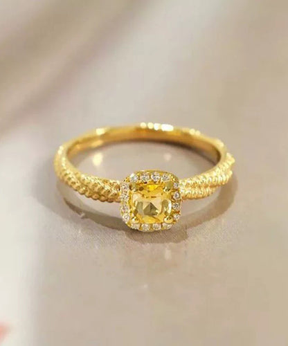 2024 New Gold Overgild Zircon Crystal Rings WF002 JEW-RIN241111