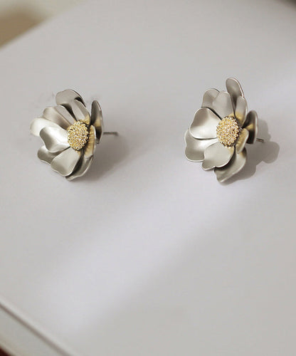 2024 New Gold Sterling Silver Overgild Floral Stud Earrings QQ049 JEW-EAR240811