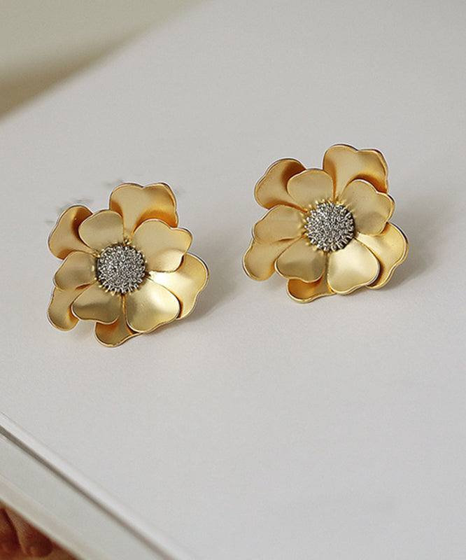 2024 New Gold Sterling Silver Overgild Floral Stud Earrings QQ049 JEW-EAR240811