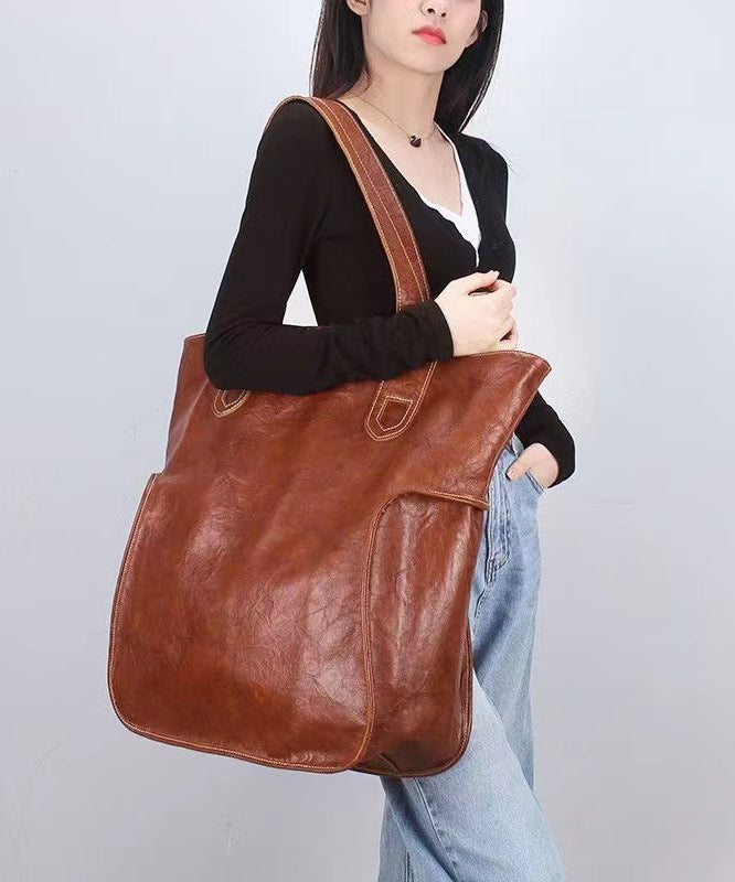 2024 New Large Capacity Brown Cowhide Satchel Bag Handbag MM074 Bag-BGS240620