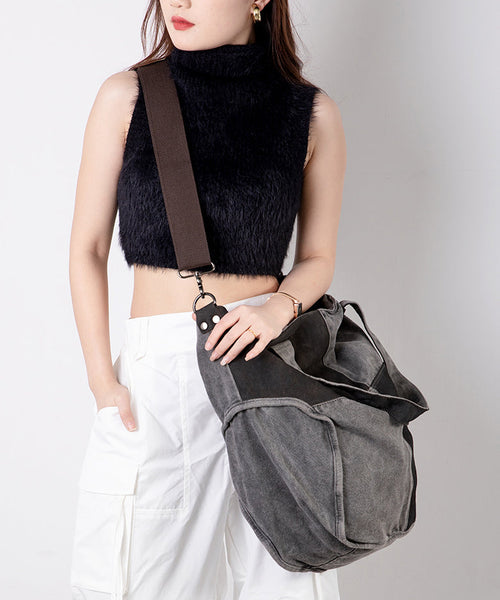 2024 New Large Capacity Calf Leather Patchwork Canvas Satchel Bag Handbag MM057 Bag-BGS240620