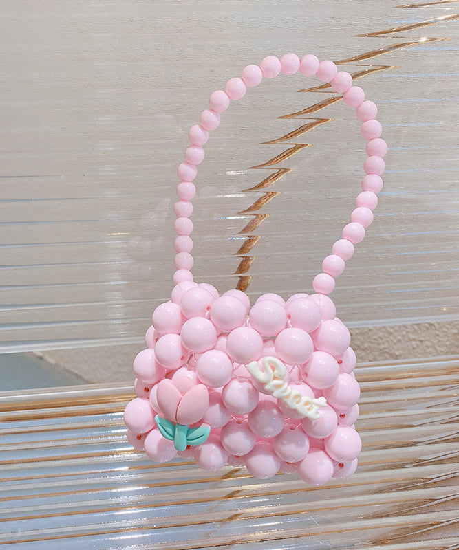 2024 New Pink Handmade Woven Kids Girls Crossbody Bag IU006 Bag-BGS240803