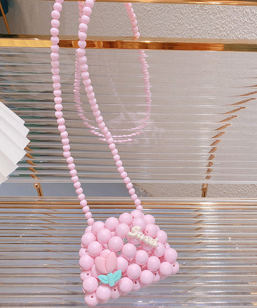 2024 New Pink Handmade Woven Kids Girls Crossbody Bag IU006 Bag-BGS240803