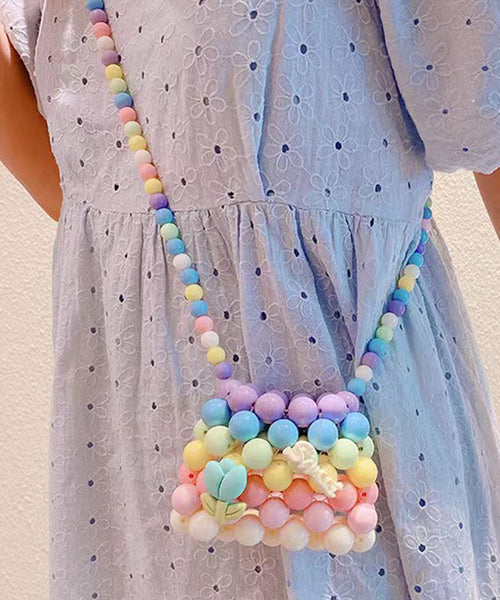 2024 New Pink Handmade Woven Kids Girls Crossbody Bag IU006 Bag-BGS240803