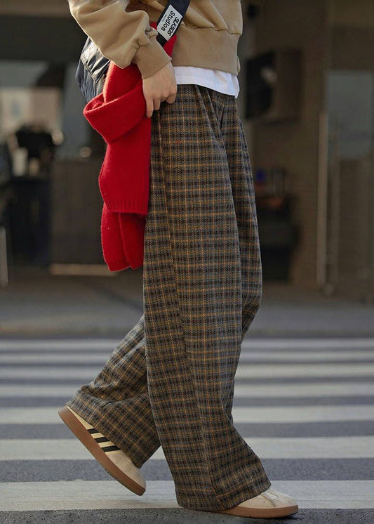 2024 New Plaid High Waist Wide Leg Pants Fall Winter RF008 ABC