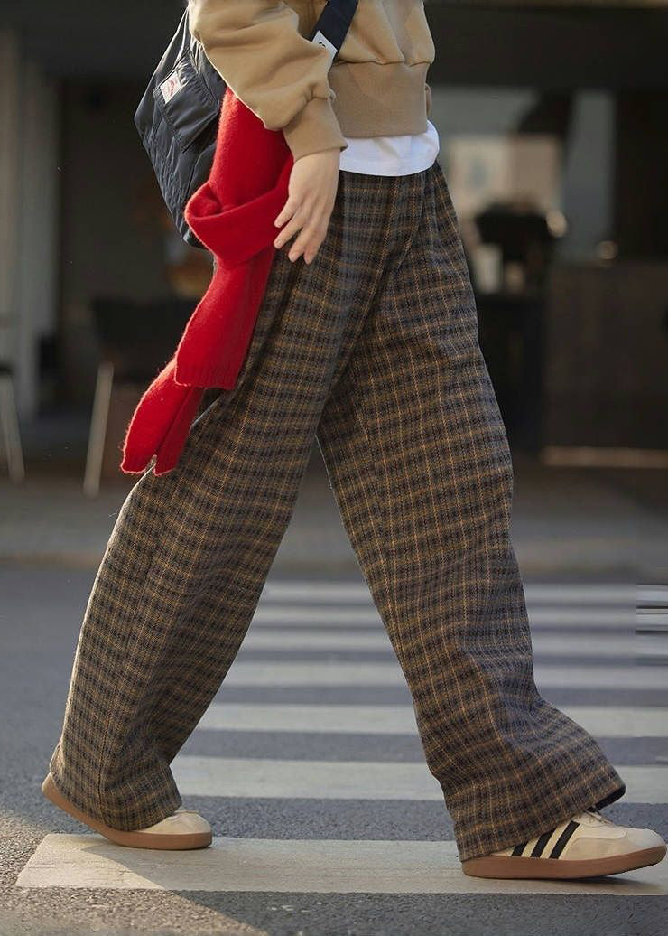 2024 New Plaid High Waist Wide Leg Pants Fall Winter RF008 ABC
