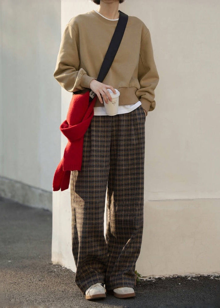2024 New Plaid High Waist Wide Leg Pants Fall Winter RF008 ABC