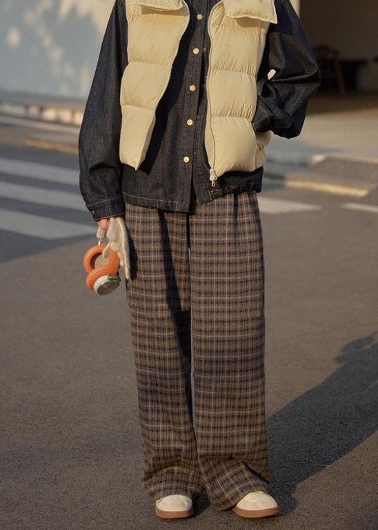 2024 New Plaid High Waist Wide Leg Pants Fall Winter RF008 ABC