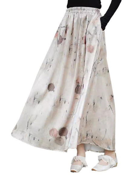 2024 New Print Pockets Elastic Waist Silk Skirts Summer LK002 GK-SKTS240710