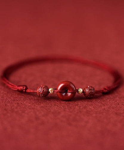 2024 New Red Hand Woven Cinnabar Ping Buckle Adjustable Anklet ZZ082 JEW-ANK240613