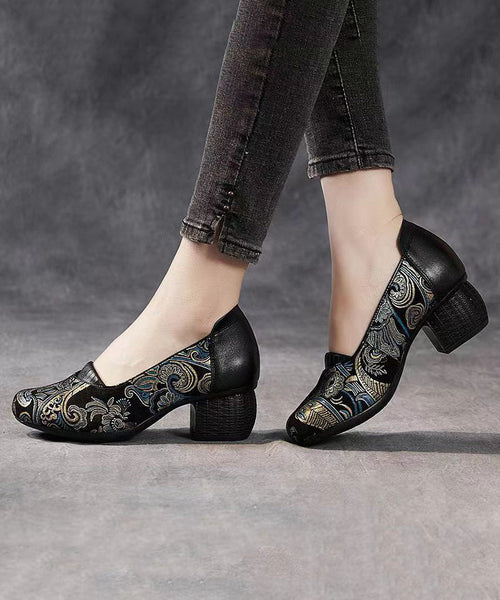 2024 New Retro Green Embossed Chunky Heels CZ1003 Ada Fashion