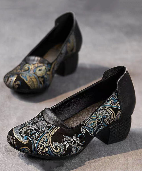 2024 New Retro Green Embossed Chunky Heels CZ1003 Ada Fashion