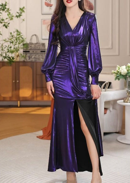 2024 New Sexy V-neck Slim Fit Wrap Hip Dress Long Sleeves EE1027 SH-LF-FDL240517