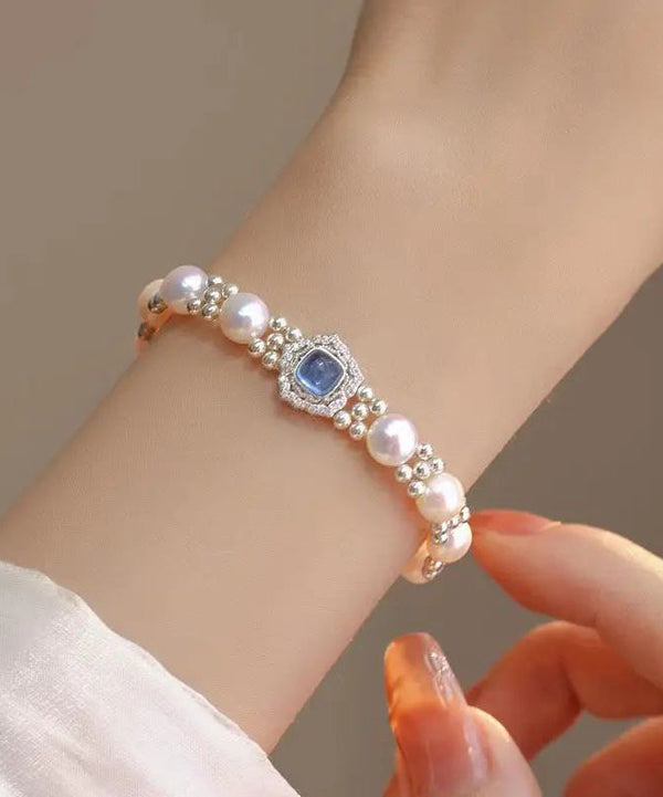 2024 New Sterling Silver Pearl Crystal Bracelet KX1033 Ada Fashion