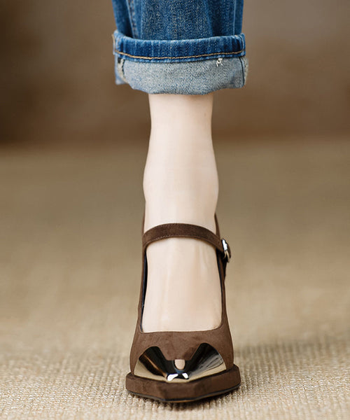 2025 Sequined Splicing Chunky High Heels Black Suede RX015 ABC